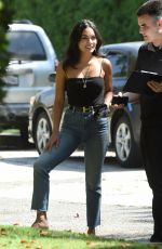 VANESSA HUDGENS Signs Off on a New Tesla Delivered to Her in Los Angeles 07/30/2019