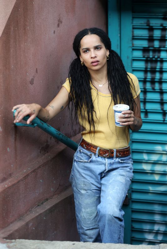 ZOE KRAVITZ on the Set of High Fidelity in New York 07/31/2019