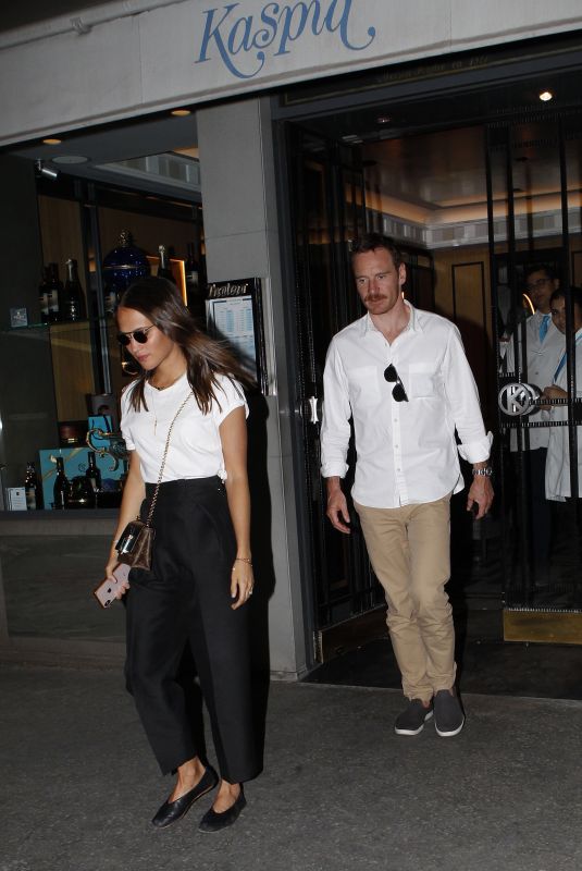 ALICIA VIKANDER and Michael Fassbender Night Out in Paris 09/04/2019