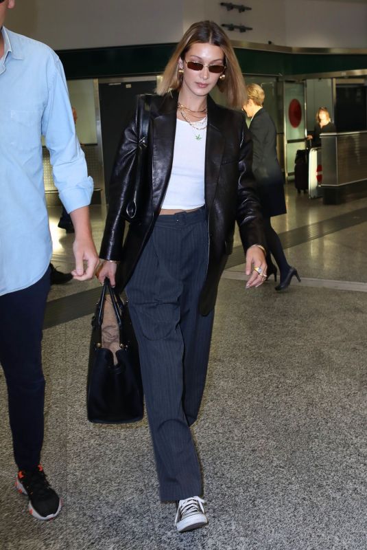 BELLA HADID Arrives at MFW in Milan 09/17/2019