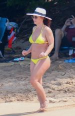 BRITNEY SPEARS in a Yellow Bikini at a Beach in Hawaii 09/10/2019