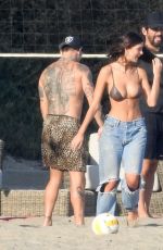 CAMILA MORRONE, Leonardo DiCaprio, APRIL LOVE GEARY and Lukas Haas at a Beach in Malibu 09/01/2019