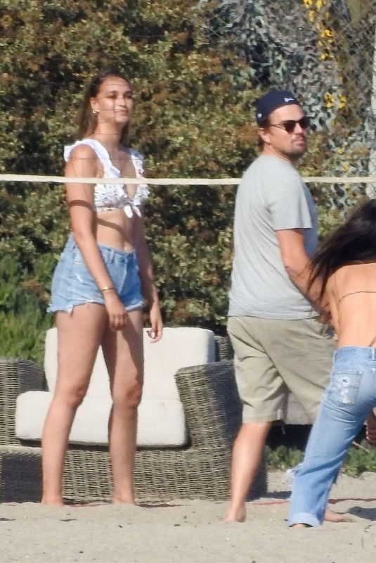 CAMILA MORRONE, Leonardo DiCaprio, APRIL LOVE GEARY and Lukas Haas at a Beach in Malibu 09/01/2019