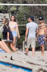 CAMILA MORRONE, Leonardo DiCaprio, APRIL LOVE GEARY and Lukas Haas at a Beach in Malibu 09/01/2019