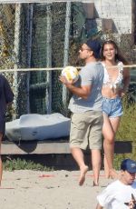 CAMILA MORRONE, Leonardo DiCaprio, APRIL LOVE GEARY and Lukas Haas at a Beach in Malibu 09/01/2019