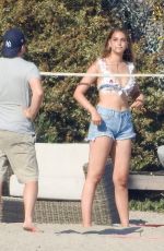 CAMILA MORRONE, Leonardo DiCaprio, APRIL LOVE GEARY and Lukas Haas at a Beach in Malibu 09/01/2019