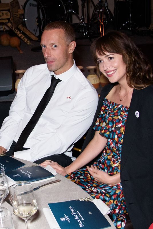 DAKOTA JOHNSON and Chris Martin at Place for Peace Event in New York 09/27/2019