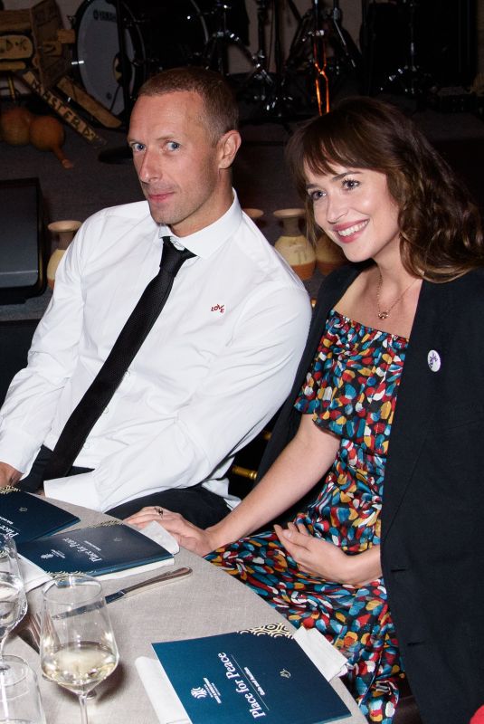DAKOTA JOHNSON and Chris Martin at Place for Peace Event in New York 09/27/2019