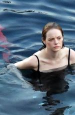EMMA STONE on the Set of Louis Vuitton Commercial in Capri 09/06/2019