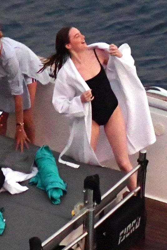 EMMA STONE on the Set of Louis Vuitton Commercial in Capri 09/06/2019