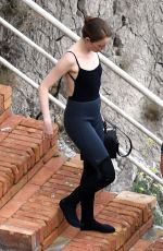 EMMA STONE on the Set of Louis Vuitton Commercial in Capri 09/06/2019