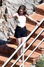 EMMA STONE on the Set of Louis Vuitton Commercial in Capri 09/06/2019