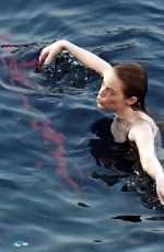 EMMA STONE on the Set of Louis Vuitton Commercial in Capri 09/06/2019