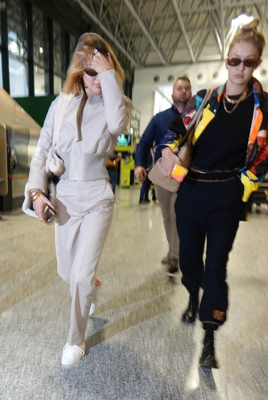GIGI and BELLA HADID at Milan Malpensa Airport 09/22/2019
