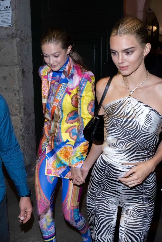 GIGI HADID and KENDALL JENNER at Versace Show Party at Milan Fashion Week 09/20/2019