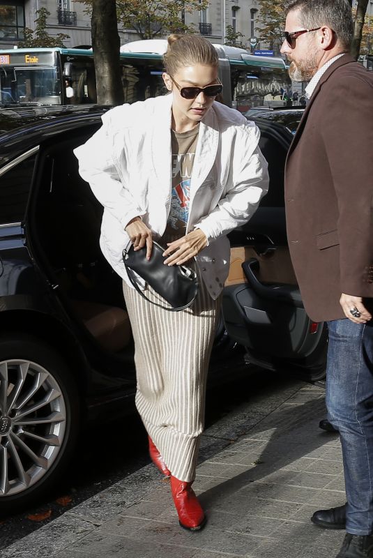 GIGI HADID Arrives at Her Hotel in Paris 09/24/2019