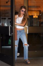 GIGI HADID in Ripped Jeans Leavies Marc Jacobs International Corporate Office in New York 09/09/2019