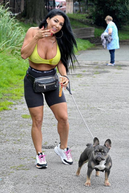 GRACE TEAL Out with her Dog in Manchester 08/24/2019