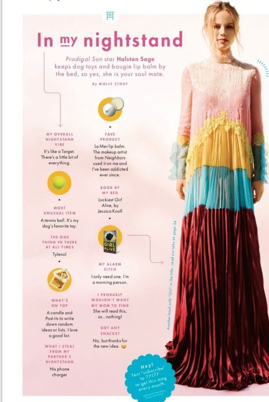 HALSTON SAGE in Cosmopolitan Magazine, 2019