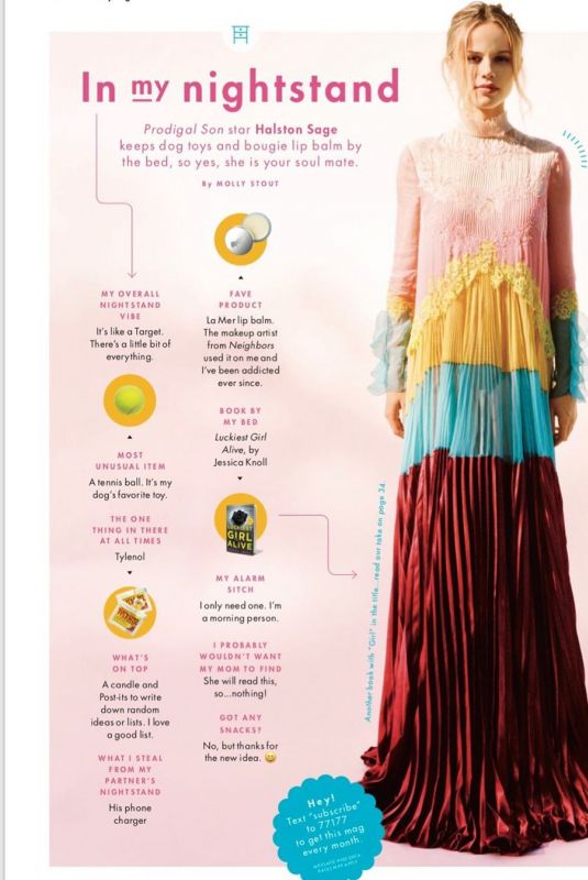 HALSTON SAGE in Cosmopolitan Magazine, 2019