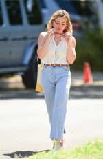 HILARY DUFF in Denim Out for Coffee in Studio City 09/13/2019