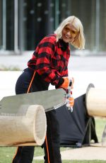 HOLLY WILLOGHBY at Stihl Games Challenge Cutting Timber at This Morning Show 09/11/2019