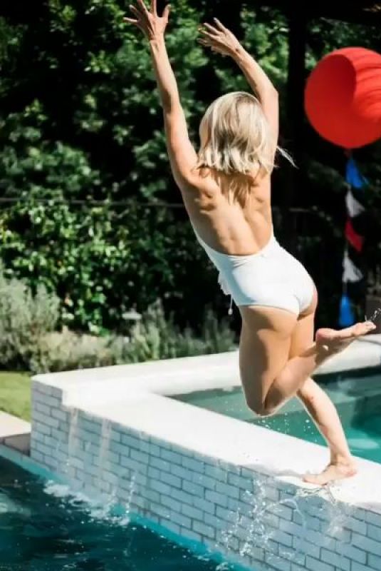 JULIANNE HOUGH in a White Swimsuit at a Pool - Instagram Photos 09/08/2019