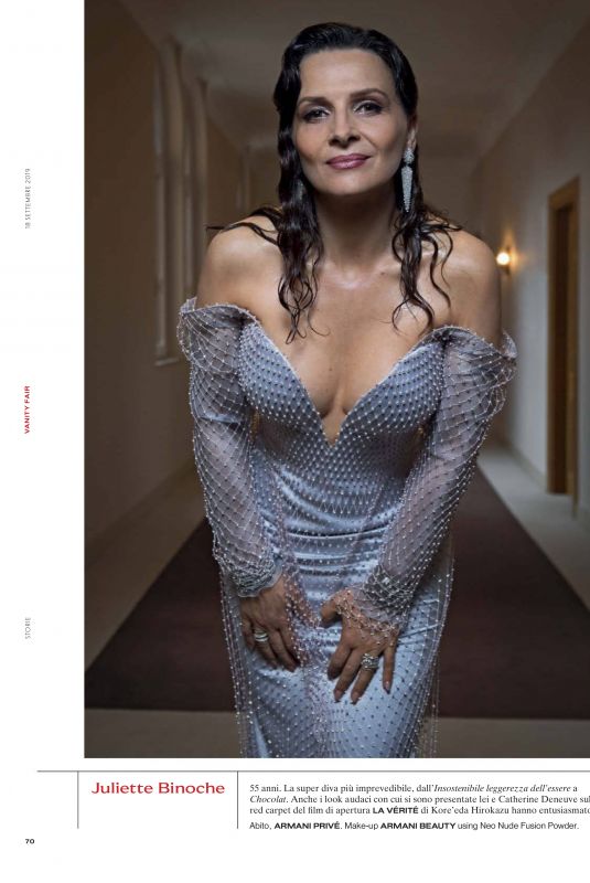JULIETTE BINOCHE in Vanity Fair Magazine, Italy September 2019