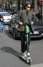 KAIA GERBER Riding a Scooter Out in Paris 09/30/2019