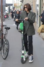 KAIA GERBER Riding a Scooter Out in Paris 09/30/2019