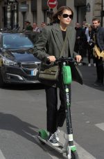 KAIA GERBER Riding a Scooter Out in Paris 09/30/2019