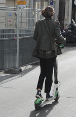 KAIA GERBER Riding a Scooter Out in Paris 09/30/2019