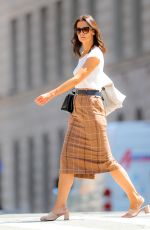 KATIE HOLMES in Plaid Skirt Out in New York 08/30/2019