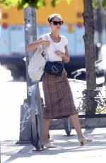 KATIE HOLMES in Plaid Skirt Out in New York 08/30/2019