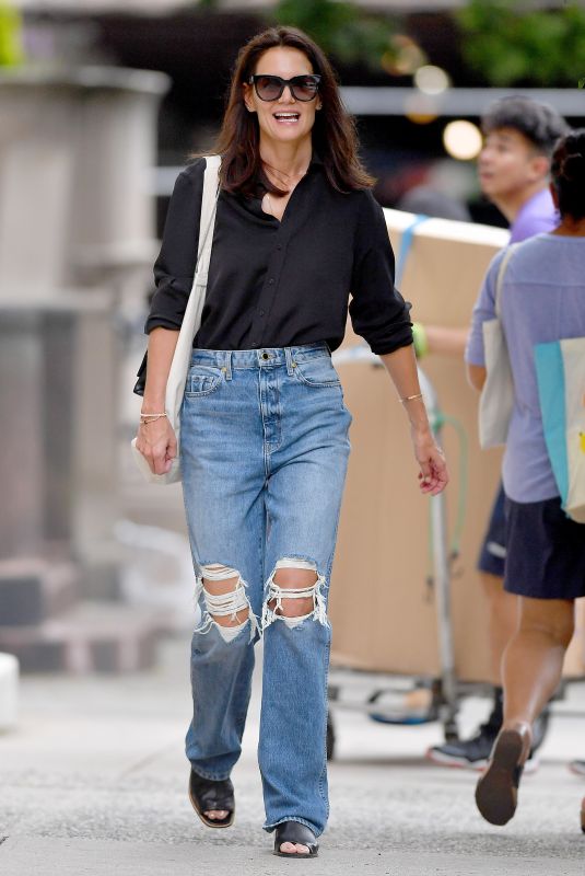 KATIE HOLMES in Ripped Denim Out for Lunch in New York 09/10/2019