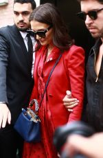 KATIE HOLMES Leaves Fendi Fashion Show in Milan 09/19/2019