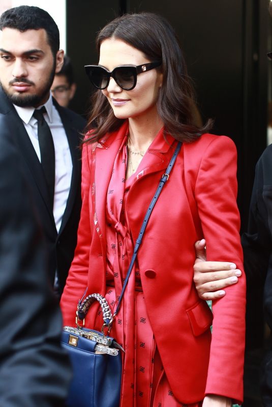 KATIE HOLMES Leaves Fendi Fashion Show in Milan 09/19/2019