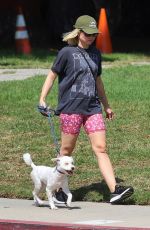 KRISTEN BELL Out with her Dog at Griffith Park in Los Angeles 09/16/2019