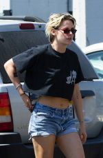 KRISTEN STEWART and DYLAN MEYER in denim Shorts Leaves Grocery Store in Los Feliz 09/03/2019