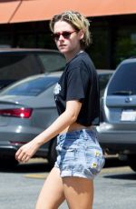 KRISTEN STEWART and DYLAN MEYER in denim Shorts Leaves Grocery Store in Los Feliz 09/03/2019