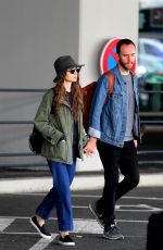 LILY COLLINS and Charlie McDowell Arrives in New York 09/08/2019