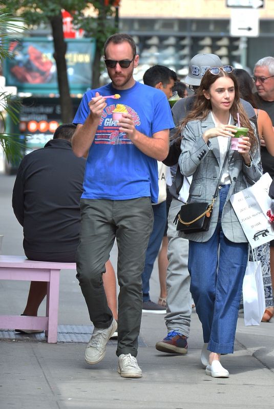 LILY COLLINS and Charlie McDowell Out in New York 09/07/2019