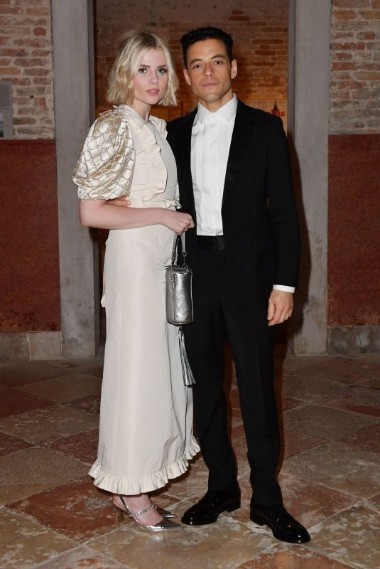 LUCY BOYNTON and Rami Malek at Miu Miu Women’s Tales Dinner at 76th Venice Film Festival 09/01/2019