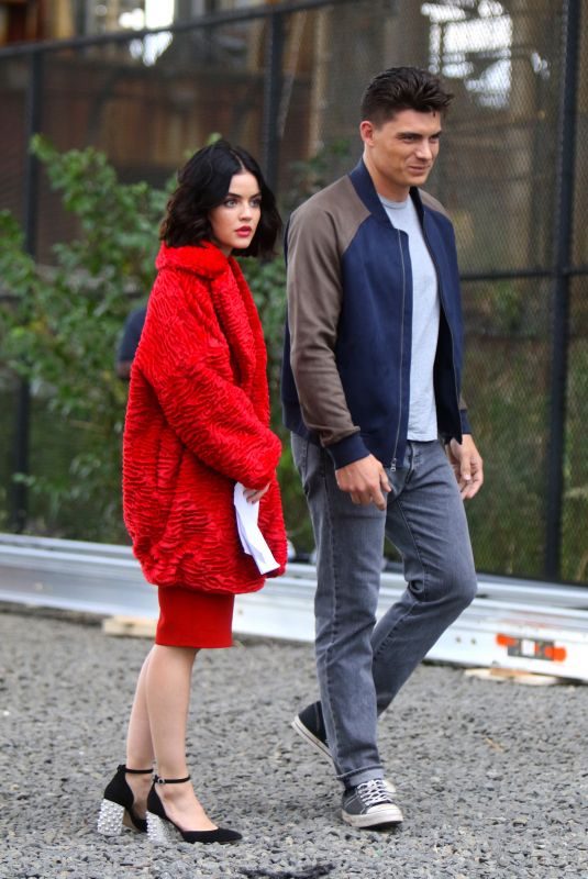 LUCY HALE and Zane Holtz on the Set of Katy Keene in New York 09/19/2019