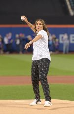 MARISKA HARGITAY Throws Out First Pitch of LA Dodgers vs NY Mmets Game in New York 09/13/2019