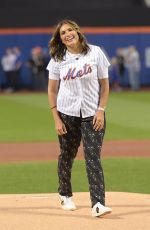 MARISKA HARGITAY Throws Out First Pitch of LA Dodgers vs NY Mmets Game in New York 09/13/2019