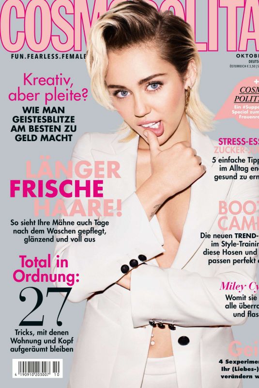 MILEY CYRUS in Cosmopolitan Magazine, October 2019