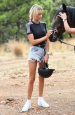 OLIVIA ATTWOOD Riding a Horse on the Set of The Only Way Is Essex in Marbella 09/21/2019