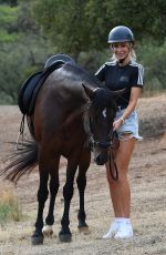 OLIVIA ATTWOOD Riding a Horse on the Set of The Only Way Is Essex in Marbella 09/21/2019