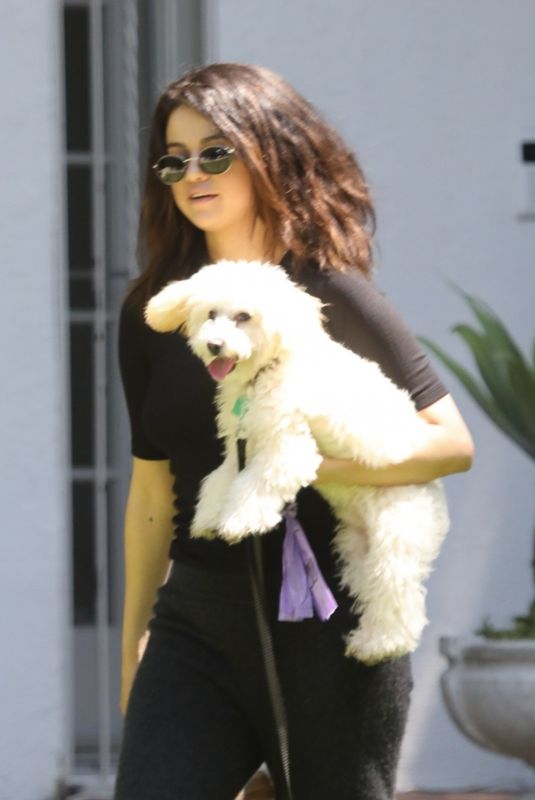 SELENA GOMEZ Out with Her Dog in Los Angeles 09/05/2019